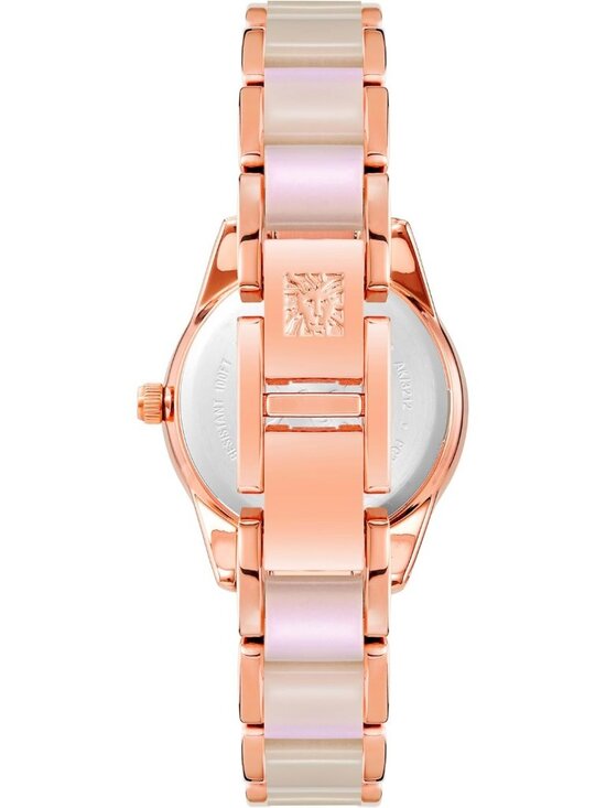 Anne Klein Women\'s Rose Gold Pink Analog Quartz Resin Bracelet Luxury Watch